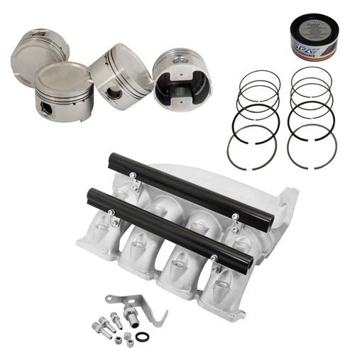 COLETOR ADMISSÃO PLENUM ALUMÍNIO FUNDIDO jateado (TRANSVERSAL) TBI LADO DIREITO / 8 BICOS / TBI SEM FUROS + KIT PISTÃO - VW GOLF - AUDI A3/S3 1.8 20V