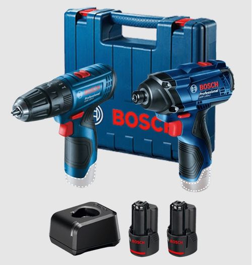 Kit Bosch Parafusadeira GSR 120-LI e Chave de Impacto GDR 120-LI 12V 2 baterias e Carregador Bosch