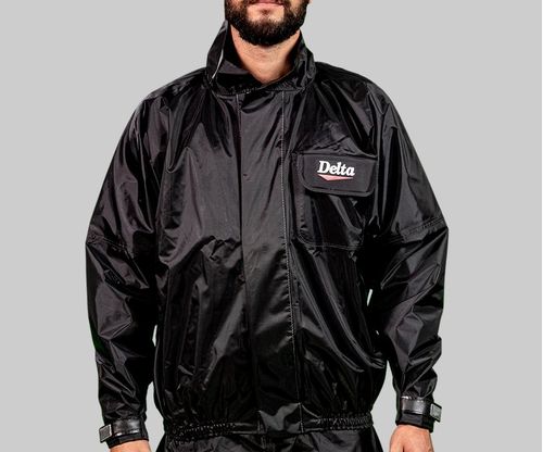 Conjunto Capa de Chuva Delta Nylon Básico Impermeável Preto