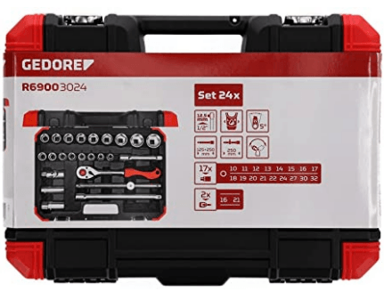 Jogo De Soquetes 1/2" Sextavado 10 A 32mm 24 Pecas R69003024 Gedore Red