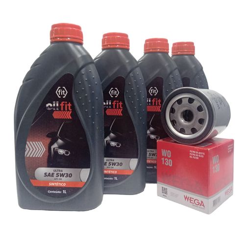 Kit Revisão 4 Litros de Óleo Fit Ultra SAE 5W30 + Filtro de Óleo WO130 | Palio Siena Punto 1.8 (Exceto EtorQ) Corsa Celta Onix 1.0/1.4/1.8/2.0