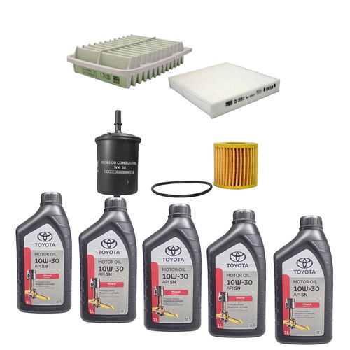 Kit Revisão 5 Litros de Óleo Toyota 10W30 Mineral + Kit de Filtros Mann Filter Toyota Corolla 1.8/2.0 16V Flex 2010 até 2019