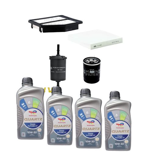 Kit Revisão 4 Litros de Óleo Total Quartz 10W30  + Kit de Filtros Mann Filter Honda Civic 1.8/2.0 16V Flex 2012 até 2016