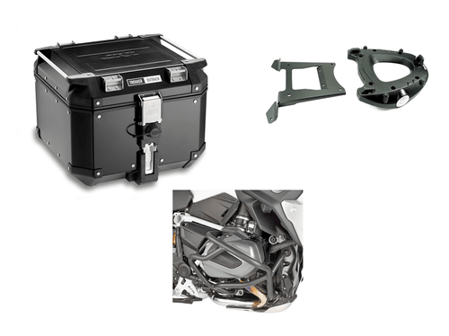 Combo Bau Outback 42 Preto + Suporte Bau Sr5108 + Protetor Inferior Tn5128 - Bmw R1250 Gs