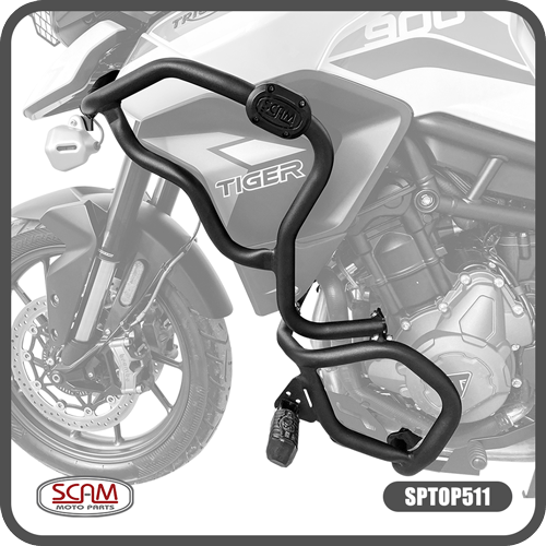 Protetor Motor Scam Tiger 900 Preto Completo (com Pedaleira) - Sptop511