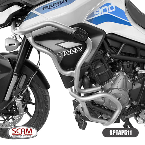 Protetor Motor Scam Tiger 900 Prata Completo (com Pedaleira) - Sptap511