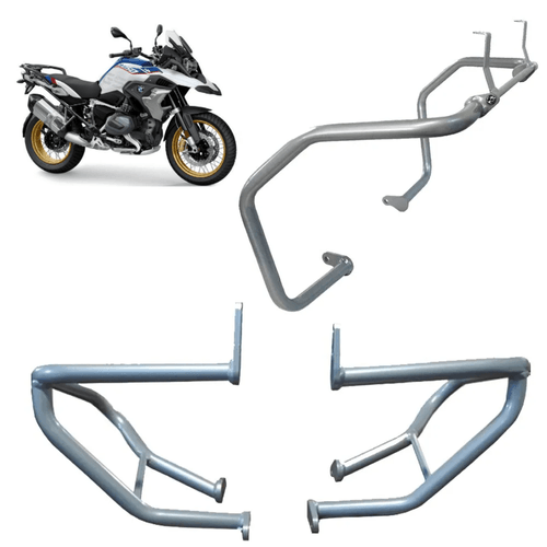 Combo Protetor Motor Start Inferior Prata + Protetor Superior Prata Bmw 1250 Gs