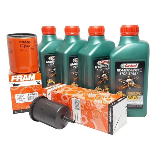 Kit Revisão 4 Litros Óleo 5W40 100% Sintético Castrol 1 Filtro Óleo 1 Filtro Combustível Gol Saveiro Voyage Flex 2008 até 2013