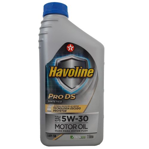 Óleo Lubrificante do Motor Texaco Havoline Pro DS SAE 5W30 Api SN 100% Sintético Tecnologia Escudo Protetor - 1L