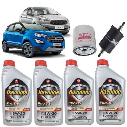 Kit Revisão 4 Litros de Óleo + Filtros de Óleo e Combustível Ford Novo Ka 1.0 12V e 1.5 16V e Nova Ecosport 1.5 12V Dragon e Sigma