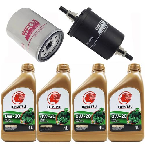 Kit Revisão 4 Litros Óleo Idemitsu 0W20 + Filtro Óleo e Combustível Honda Civic Todos 2013 até 2022 e Honda Fit 2014 até 2021