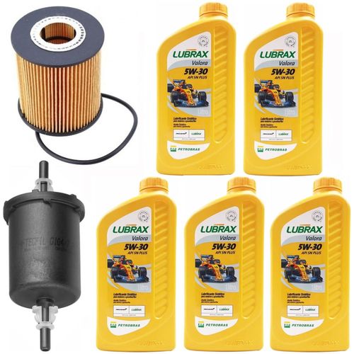 Kit Revisão 5 Litros Óleo Lubrax 5W30 + Filtros Óleo e Comb. Motor EtorQ Argo Bravo Cronos Idea Linea Palio Siena Strada Punto Doblo Toro Renegade