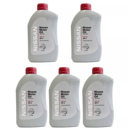 Combo 5 Litros Óleo do Motor Original Nissan 5W30 GF5 API SN 100% Sintético Aplicado nos Veículos (Tiida, March, Versa, Sentra, Livina)