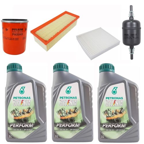 Kit Revisão 03 Litros Óleo de Motor Selenia 5W30 + Filtros Fram Fiat Palio Siena Uno Fiorino Motor Evo 1.0 / 1.4 8V 2010 em Diante