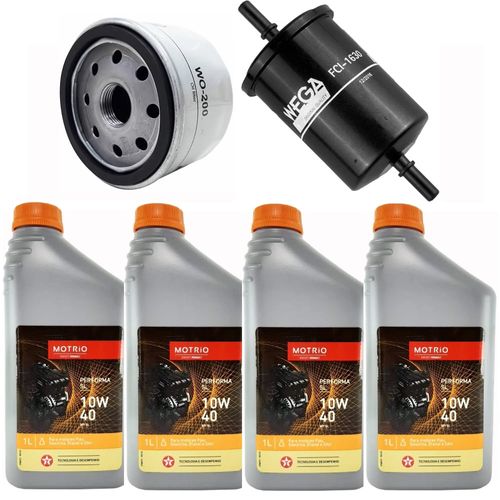 Kit Revisão 4 Litros Óleo Motrio 10W40 + Filtros Óleo e Combustível Logan Sandero Clio Symbol Kangoo Motor 1.6 8V Gasolina e Flex