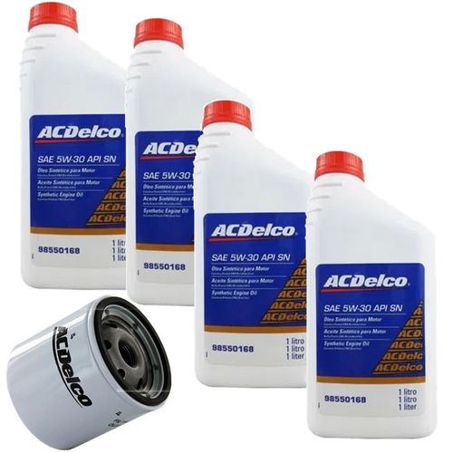 Combo Troca  4 Litros Óleo Sintético 5w30 AcDelco + Filtro de Óleo AcDelco