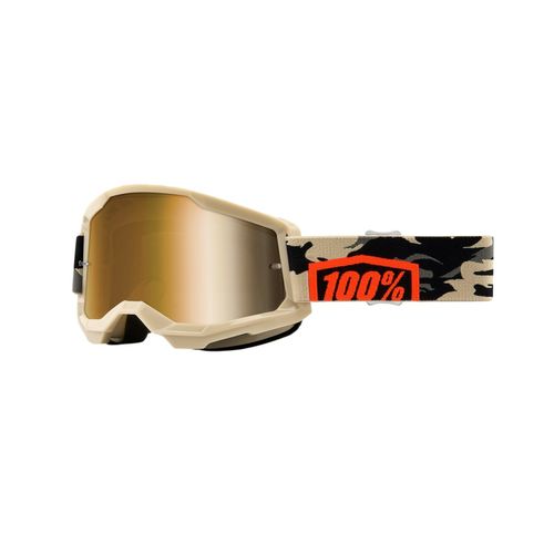 Óculos 100% Strata 2 Kombat Lente Espelhada - Bege