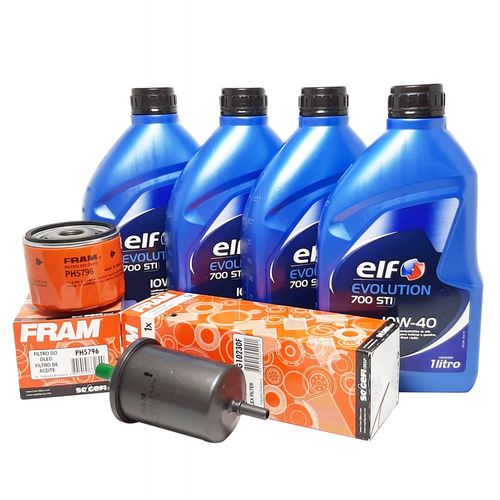 Kit Revisão 4 Litros Óleo Elf 10W40 Semissintético 1 Filtro Óleo 1 Filtro Combustível Logan e Sandero Motor 1.6 2007 em Diante