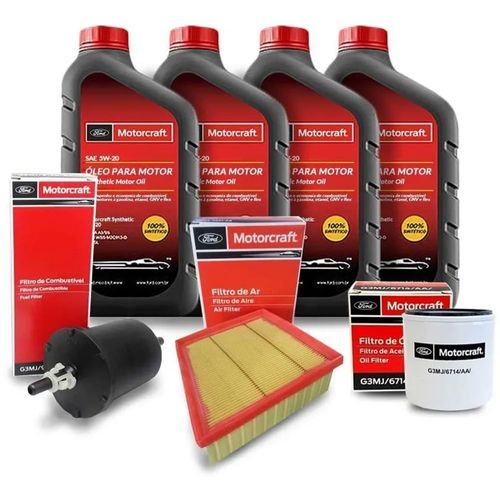 Kit Revisão 4 Litros de Óleo 5W20 + Filtros Motorcraft Ford Ka Ecosport New Fiesta 2014 a 2022