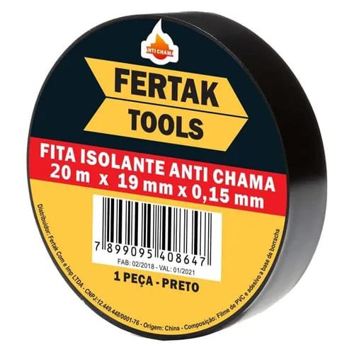 Fita Isolante Antichama 19 mm x 20 Mts - Fertak - ( 10 Peças )
