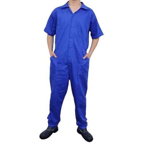 Macacão Azul Industrial Mecânico Manga Curta Uniforme
