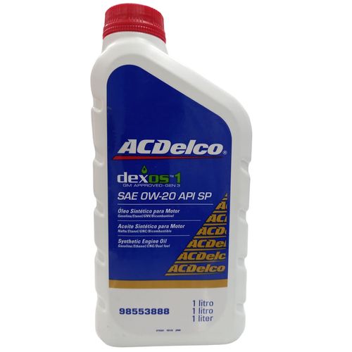 Óleo Lubrificante do Motor ACDelco SAE 0W20 Dexos 1 Gen 3 API SP 100% Sintético 1L