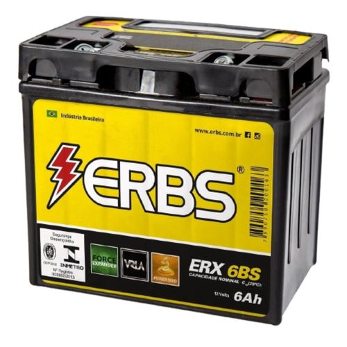 Bateria AGM Moto ERBS 12V 6Ah ERX 6BS ES INJECTION MIX EX FLEX FLEXONE KS 125+ 100 C110 CBR1000RR CG