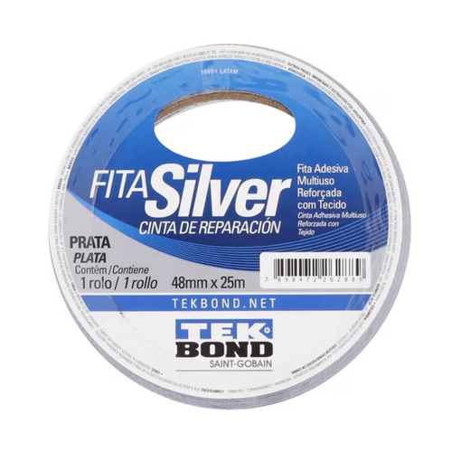 Fita Silver Tape Prata - 48mm X 25m - Tek Bond